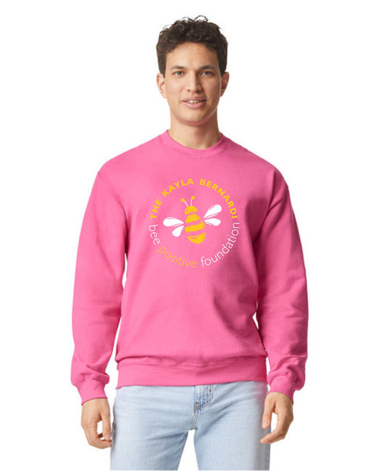 Long sleeve unisex pink crew sweatshirt