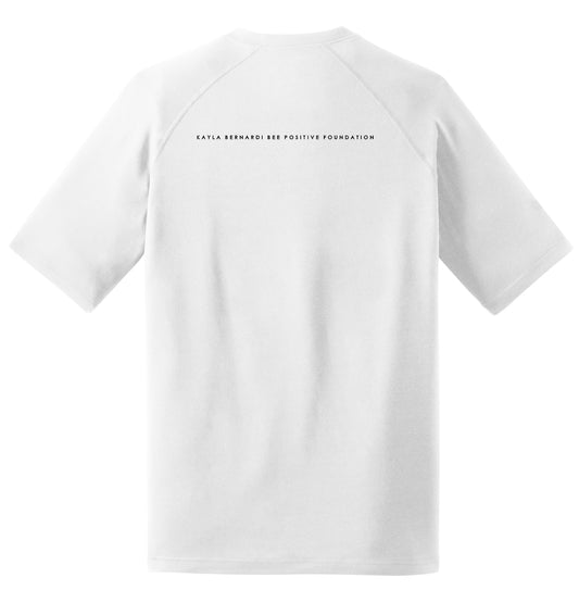 Unisex white short sleeve with black bee positive simple logo