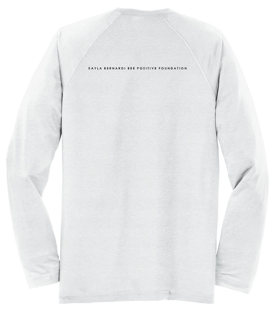 Unisex white long sleeve with black log